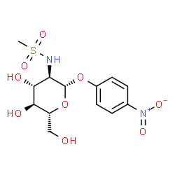 ChemSpider 2D Image | 4-Nitrophenyl 2-deoxy-2-[(methylsulfonyl)amino]-beta-D-glucopyranoside | C13H18N2O9S