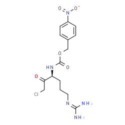 ChemSpider 2D Image | 4-Nitrobenzyl {(3S)-1-chloro-6-[(diaminomethylene)amino]-2-oxo-3-hexanyl}carbamate | C15H20ClN5O5