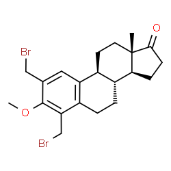 ChemSpider 2D Image | 19-Bromo-2-(bromomethyl)-1-methoxy-4,9-cyclo-9,10-secoandrosta-1(10),2,4-trien-17-one | C21H26Br2O2