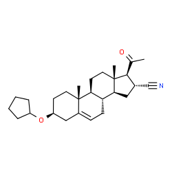ChemSpider 2D Image | 16alpha-Cyano-3beta-cyclopentyloxypregn-5-en-20-one | C27H39NO2