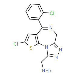 ChemSpider 2D Image | 6h-thieno(3,2-f)(1,2,4)triazolo(4,3-a)(1,4)diazepine-9-methanamine, 2-chloro-4-(2-chlorophenyl)- | C15H11Cl2N5S