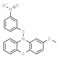 ChemSpider 2D Image | 10h-phenothiazine, 2-(methylthio)-10-((3-nitrophenyl)thio)- | C19H14N2O2S3