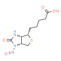 ChemSpider 2D Image | 5-[(3aS,4S,6aR)-1-Nitroso-2-oxohexahydro-1H-thieno[3,4-d]imidazol-4-yl]pentanoic acid | C10H15N3O4S