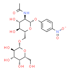 ChemSpider 2D Image | 4-Nitrophenyl 2-(acetylamino)-2-deoxy-6-O-Î²-D-galactopyranosyl-Î²-D-glucopyranoside | C20H28N2O13
