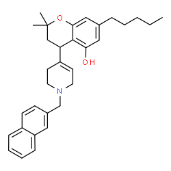 ChemSpider 2D Image | 2,2-Dimethyl-4-[1-(2-naphthylmethyl)-1,2,3,6-tetrahydro-4-pyridinyl]-7-pentyl-5-chromanol | C32H39NO2