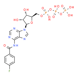 ChemSpider 2D Image | N-(4-Fluorobenzoyl)adenosine 5'-(tetrahydrogen triphosphate) | C17H19FN5O14P3