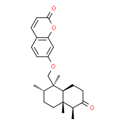 ChemSpider 2D Image | 7-{[(1R,2S,4aR,5S,8aS)-1,2,4a,5-Tetramethyl-6-oxodecahydro-1-naphthalenyl]methoxy}-2H-chromen-2-one | C24H30O4