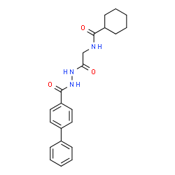 ChemSpider 2D Image | N-{2-[2-(4-Biphenylylcarbonyl)hydrazino]-2-oxoethyl}cyclohexanecarboxamide | C22H25N3O3