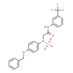 ChemSpider 2D Image | N~2~-[4-(Benzyloxy)phenyl]-N~2~-(methylsulfonyl)-N-[3-(trifluoromethyl)phenyl]glycinamide | C23H21F3N2O4S