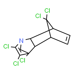 ChemSpider 2D Image | 8,9,10,12,12-Pentachloro-1-azatetracyclo[6.2.1.1~3,6~.0~2,7~]dodeca-4,9-diene | C11H8Cl5N