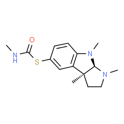 ChemSpider 2D Image | S-[(3aS,8aR)-1,3a,8-Trimethyl-1,2,3,3a,8,8a-hexahydropyrrolo[2,3-b]indol-5-yl] methylcarbamothioate | C15H21N3OS