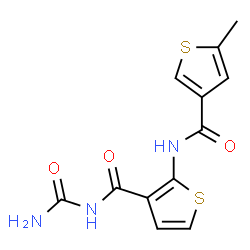 ChemSpider 2D Image | N-Carbamoyl-2-{[(5-methyl-3-thienyl)carbonyl]amino}-3-thiophenecarboxamide | C12H11N3O3S2