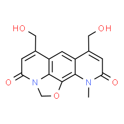 ChemSpider 2D Image | 2H,4H-Oxazolo(5,4,3-ij)pyrido(3,2-g)quinoline-4,10(11H)-dione, 6,8-bis(hydroxymethyl)-11-methyl- | C16H14N2O5
