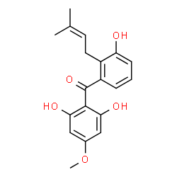 ChemSpider 2D Image | 2,6,3'-Trihydroxy-4-methoxy-2'-(3-methyl-2-butenyl)benzophenone | C19H20O5