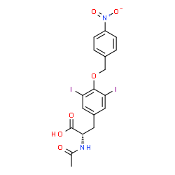 ChemSpider 2D Image | N-Acetyl-3,5-diiodo-O-(4-nitrobenzyl)-L-tyrosine | C18H16I2N2O6