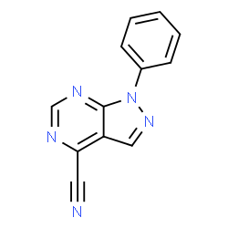 ChemSpider 2D Image | 1-Phenyl-1H-pyrazolo[3,4-d]pyrimidine-4-carbonitrile | C12H7N5