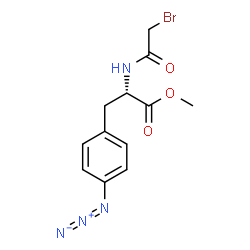 ChemSpider 2D Image | Methyl 4-azido-N-(bromoacetyl)-L-phenylalaninate | C12H13BrN4O3
