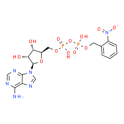 ChemSpider 2D Image | 5'-O-[Hydroxy({hydroxy[(2-nitrobenzyl)oxy]phosphoryl}oxy)phosphoryl]adenosine | C17H20N6O12P2