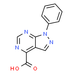 ChemSpider 2D Image | 1-Phenyl-1H-pyrazolo[3,4-d]pyrimidine-4-carboxylic acid | C12H8N4O2