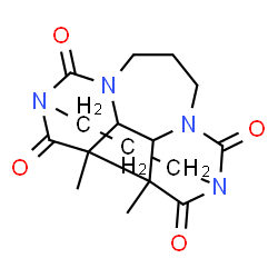 ChemSpider 2D Image | 1,16-Dimethyl-4,8,10,14-tetraazapentacyclo[8.6.1.1~4,14~.0~2,8~.0~3,16~]octadecane-9,15,17,18-tetrone | C16H20N4O4