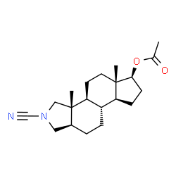 ChemSpider 2D Image | (3aR,3bS,5aS,6S,8aS,8bR,10aR)-2-Cyano-3a,5a-dimethylhexadecahydroindeno[5,4-e]isoindol-6-yl acetate | C20H30N2O2