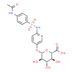 ChemSpider 2D Image | 6-{[(4-Acetamidophenyl)sulfonyl]amino}-3-pyridinyl beta-D-glucopyranosiduronic acid | C19H21N3O10S