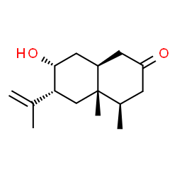 ChemSpider 2D Image | (4R,4aS,6R,7R,8aS)-7-Hydroxy-6-isopropenyl-4,4a-dimethyloctahydro-2(1H)-naphthalenone | C15H24O2