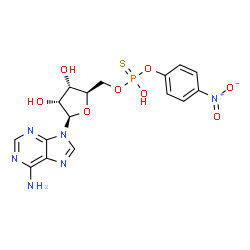 ChemSpider 2D Image | 5'-O-[Hydroxy(4-nitrophenoxy)phosphorothioyl]adenosine | C16H17N6O8PS