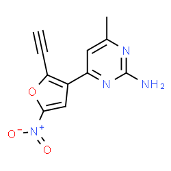 ChemSpider 2D Image | 4-(2-Ethynyl-5-nitro-3-furyl)-6-methyl-2-pyrimidinamine | C11H8N4O3