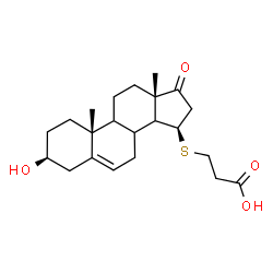 ChemSpider 2D Image | 3-{[(3beta,8xi,9xi,14xi,15beta)-3-Hydroxy-17-oxoandrost-5-en-15-yl]sulfanyl}propanoic acid | C22H32O4S