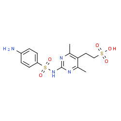 ChemSpider 2D Image | 2-(2-{[(4-Aminophenyl)sulfonyl]amino}-4,6-dimethyl-5-pyrimidinyl)ethanesulfonic acid | C14H18N4O5S2