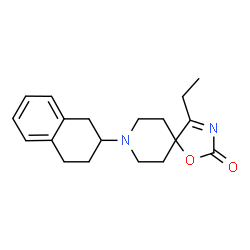 ChemSpider 2D Image | 4-Ethyl-8-(1,2,3,4-tetrahydro-2-naphthalenyl)-1-oxa-3,8-diazaspiro[4.5]dec-3-en-2-one | C19H24N2O2