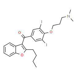ChemSpider 2D Image | (2-Butyl-1-benzofuran-3-yl){4-[3-(dimethylamino)propoxy]-3,5-diiodophenyl}methanone | C24H27I2NO3