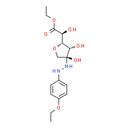 ChemSpider 2D Image | Ethyl 3,6-anhydro-5-C-[2-(4-ethoxyphenyl)hydrazino]-L-gulonate | C16H24N2O7