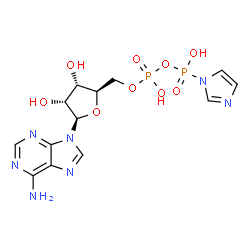ChemSpider 2D Image | 5'-O-(Hydroxy{[hydroxy(1H-imidazol-1-yl)phosphoryl]oxy}phosphoryl)adenosine | C13H17N7O9P2