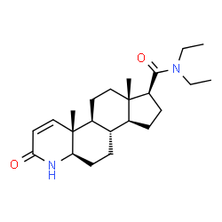 ChemSpider 2D Image | (4aR,4bS,6aS,7S,9aS,9bS,11aR)-N,N-Diethyl-4a,6a-dimethyl-2-oxo-2,4a,4b,5,6,6a,7,8,9,9a,9b,10,11,11a-tetradecahydro-1H-indeno[5,4-f]quinoline-7-carboxamide | C23H36N2O2