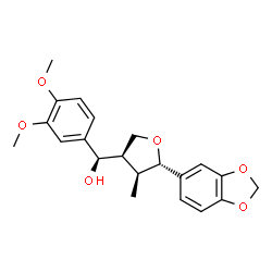ChemSpider 2D Image | (R)-[(3R,4S,5S)-5-(1,3-Benzodioxol-5-yl)-4-methyltetrahydro-3-furanyl](3,4-dimethoxyphenyl)methanol | C21H24O6