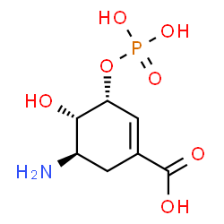 ChemSpider 2D Image | (3R,4S,5R)-5-Amino-4-hydroxy-3-(phosphonooxy)-1-cyclohexene-1-carboxylic acid | C7H12NO7P