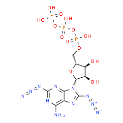 ChemSpider 2D Image | 2,8-Diazidoadenosine 5'-(tetrahydrogen triphosphate) | C10H14N11O13P3