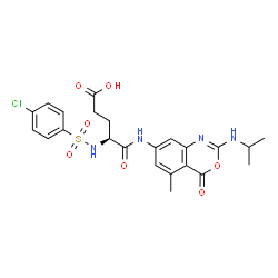 ChemSpider 2D Image | N~2~-[(4-Chlorophenyl)sulfonyl]-N-[2-(isopropylamino)-5-methyl-4-oxo-4H-3,1-benzoxazin-7-yl]-L-alpha-glutamine | C23H25ClN4O7S