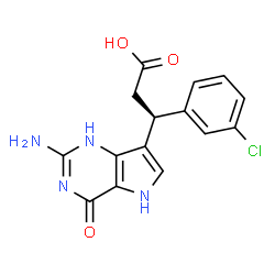 ChemSpider 2D Image | (3S)-3-(2-Amino-4-oxo-4,5-dihydro-1H-pyrrolo[3,2-d]pyrimidin-7-yl)-3-(3-chlorophenyl)propanoic acid | C15H13ClN4O3