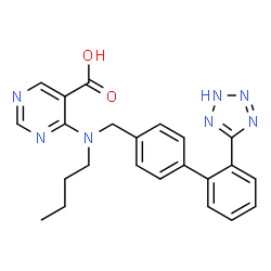 ChemSpider 2D Image | 4-(Butyl{[2'-(1H-tetrazol-5-yl)biphenyl-4-yl]methyl}amino)pyrimidine-5-carboxylic acid | C23H23N7O2