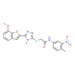 ChemSpider 2D Image | 2-{[5-(7-Methoxy-1-benzofuran-2-yl)-4-methyl-4H-1,2,4-triazol-3-yl]sulfanyl}-N-(4-methyl-3-nitrophenyl)acetamide | C21H19N5O5S
