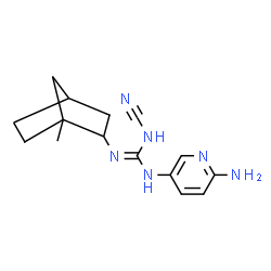 ChemSpider 2D Image | 1-(6-Amino-3-pyridinyl)-3-cyano-2-(1-methylbicyclo[2.2.1]hept-2-yl)guanidine | C15H20N6