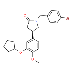 ChemSpider 2D Image | (4R)-1-(4-Bromobenzyl)-4-[3-(cyclopentyloxy)-4-methoxyphenyl]-2-pyrrolidinone | C23H26BrNO3
