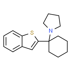 ChemSpider 2D Image | 1-[1-(1-Benzothien-2-yl)cyclohexyl]pyrrolidine | C18H23NS
