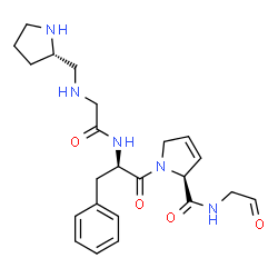 ChemSpider 2D Image | (2S)-N-(2-Oxoethyl)-1-{N-[(2S)-2-pyrrolidinylmethyl]glycyl-D-phenylalanyl}-2,5-dihydro-1H-pyrrole-2-carboxamide | C23H31N5O4