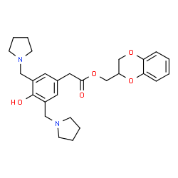 ChemSpider 2D Image | 2,3-Dihydro-1,4-benzodioxin-2-ylmethyl [4-hydroxy-3,5-bis(1-pyrrolidinylmethyl)phenyl]acetate | C27H34N2O5