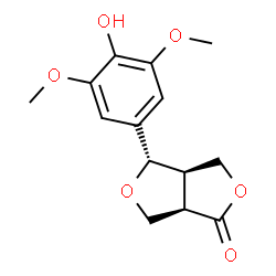 ChemSpider 2D Image | (3aR,4S,6aR)-4-(4-Hydroxy-3,5-dimethoxyphenyl)tetrahydro-1H,3H-furo[3,4-c]furan-1-one | C14H16O6