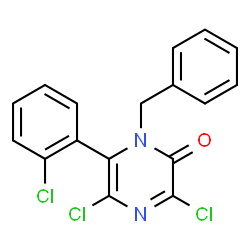 ChemSpider 2D Image | 1-Benzyl-3,5-dichloro-6-(2-chlorophenyl)-2(1H)-pyrazinone | C17H11Cl3N2O